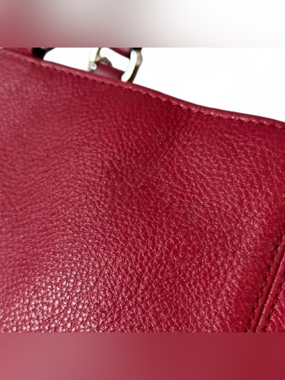 Coach Park Leather Carrie Tote F23284 Red Pebbled Leather Shoulder Bag - Picture 5 of 7